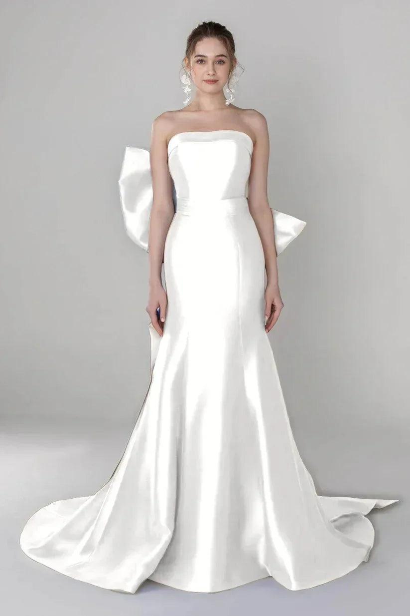 Trumpet-Mermaid Court Train Mikado Wedding Dress CW2521 - COCOMELODY